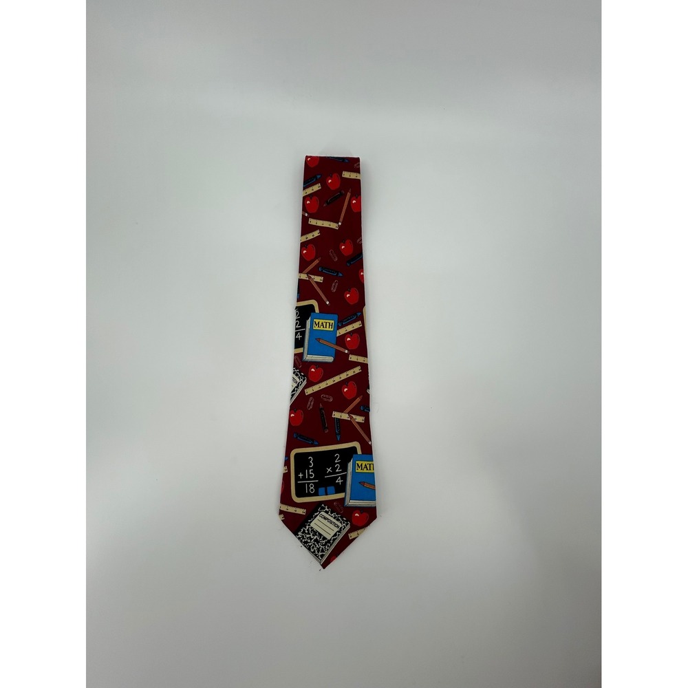 Aesop School Accessories Mens Burgundy Red Teacher Math Novelty Silk Necktie